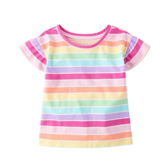 The Children's Place Girls Rainbow Striped Flutter Top Size XL 14 - Picture 1 of 4